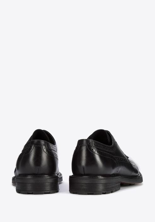 Pantofi bărbați din piele cu talpă groasă, negru, 95-M-702-5-40, Fotografie 4