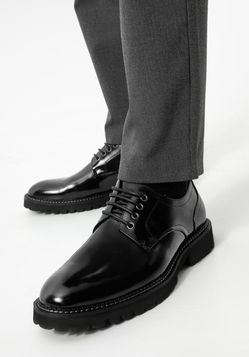 Pantofi bărbați din piele lăcuită, negru, 97-M-504-1-39, Fotografie 15