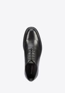 Pantofi bărbați Oxford din piele cu găuri pe talpă ușoară, negru, 95-M-507-N-42, Fotografie 5