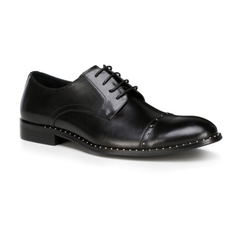 Pantofi bărbătești derby din piele cu nituri, negru, 89-M-507-1-45, Fotografie 1