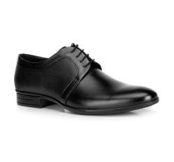Pantofi bărbătești Derby din piele cu perforații, negru, 90-M-602-1-40, Fotografie 1
