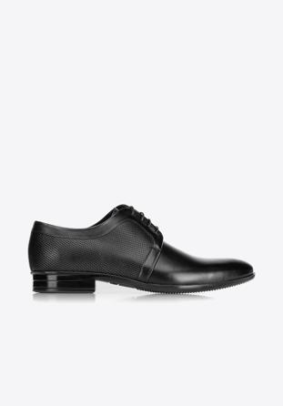 Pantofi bărbătești Derby din piele cu perforații fine, negru, 90-M-602-1-40, Fotografie 1