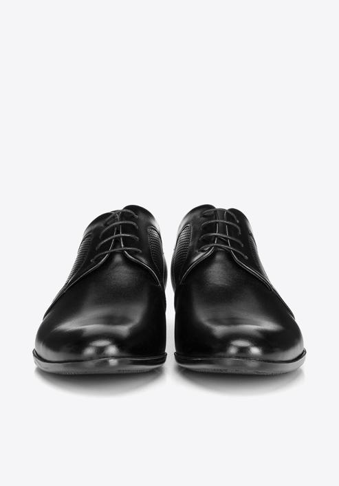 Pantofi bărbătești Derby din piele cu perforații fine, negru, 90-M-602-1-44, Fotografie 4