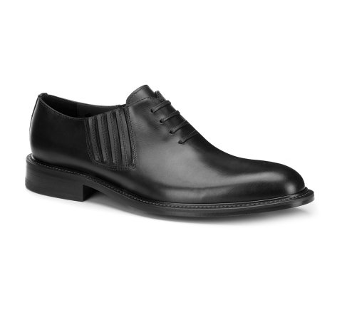 Pantofi bărbătești Oxford din piele, slip-on, negru, BM-B-590-1-39, Fotografie 1