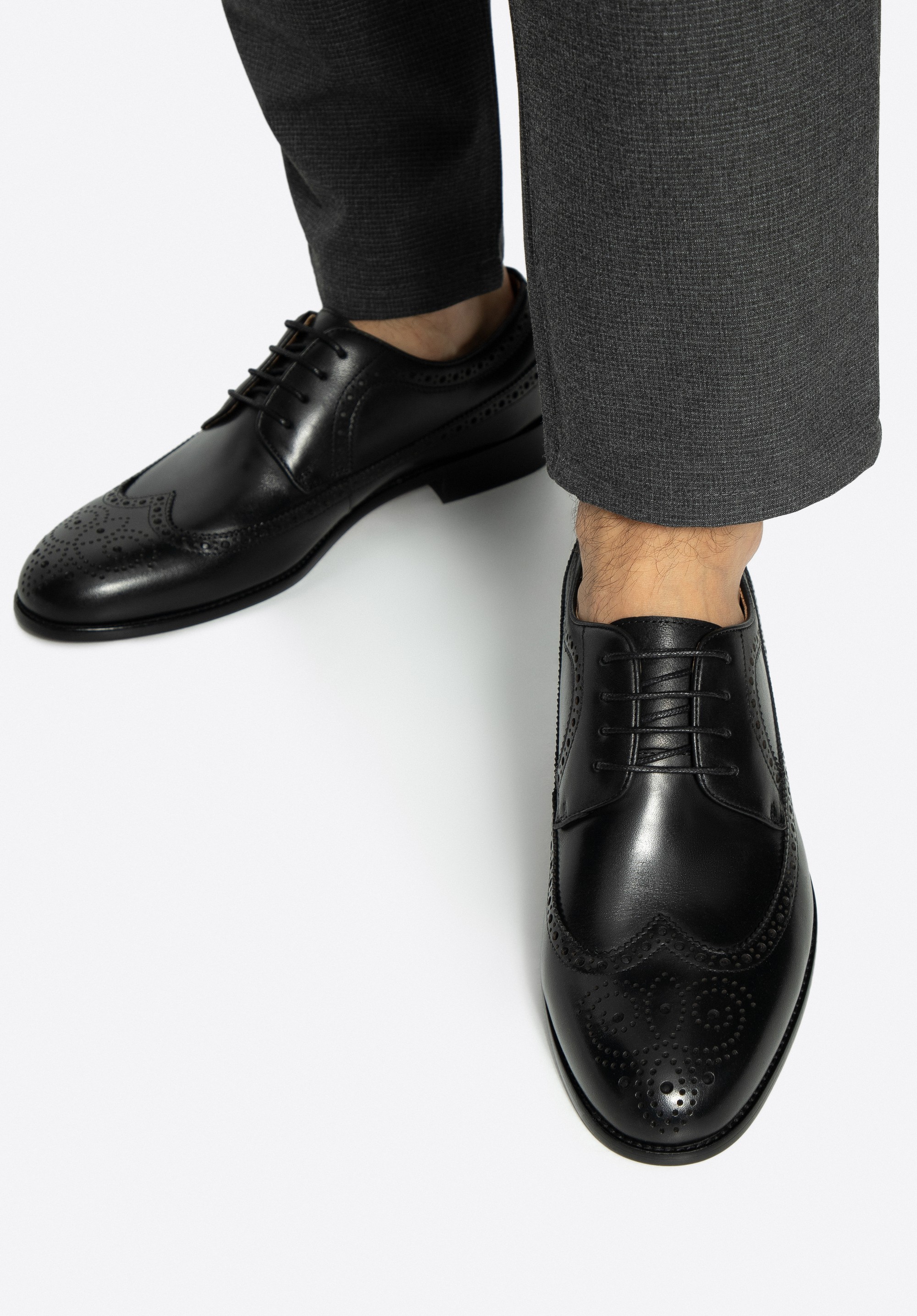 Pantofi barbăteşti eleganţi şi stilaţi cu şiret, negru, 99-M-305-1-40, Fotografie 1