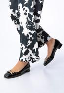 Pantofi clasici din piele întoarsă cu cataramă geometrică, negru, 97-D-109-1-40, Fotografie 15