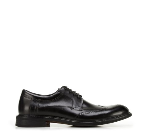 Pantofi bărbați din piele cu perforații, negru, 96-M-506-1-39, Fotografie 1