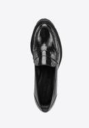 Pantofi cu platformă din piele întoarsă, negru, 96-D-105-1-39, Fotografie 4