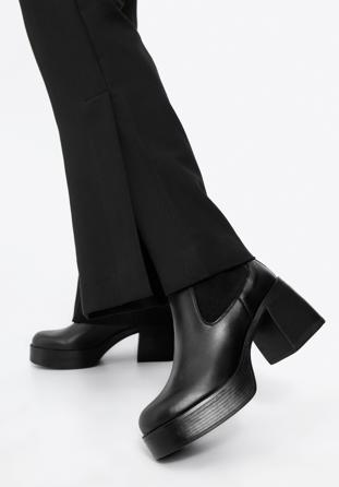 Pantofi cu toc stiletto din piele pentru femei, negru, 97-D-300-1-38, Fotografie 1