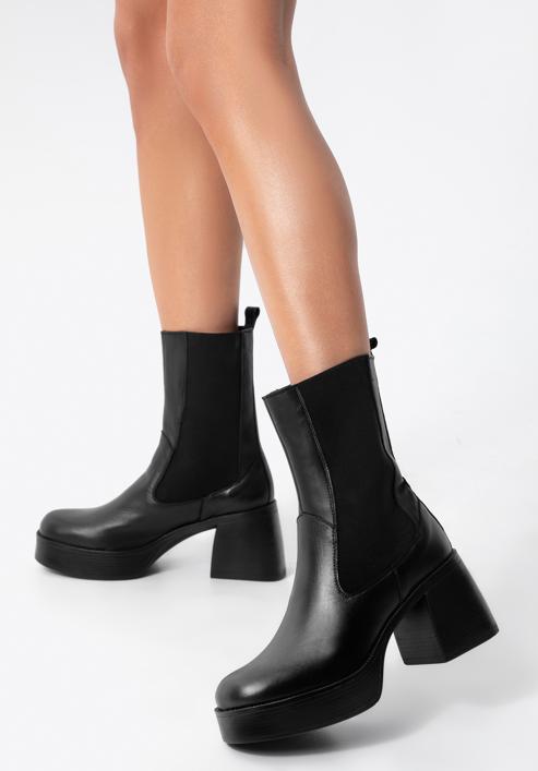 Pantofi cu toc stiletto din piele pentru femei, negru, 97-D-300-1-41, Fotografie 16