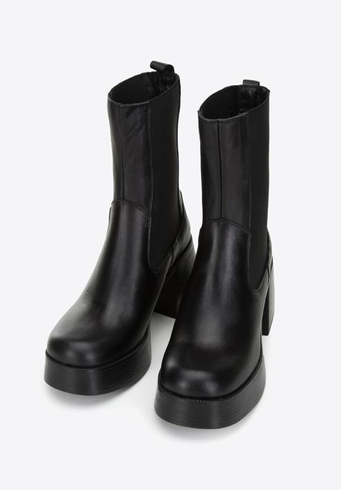Pantofi cu toc stiletto din piele pentru femei, negru, 97-D-300-1-37, Fotografie 2