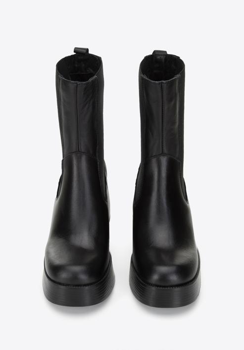 Pantofi cu toc stiletto din piele pentru femei, negru, 97-D-300-1-39, Fotografie 3