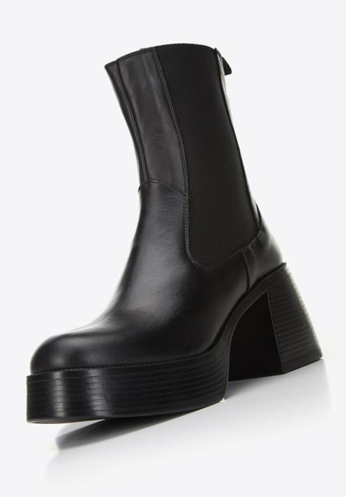 Pantofi cu toc stiletto din piele pentru femei, negru, 97-D-300-1-41, Fotografie 6