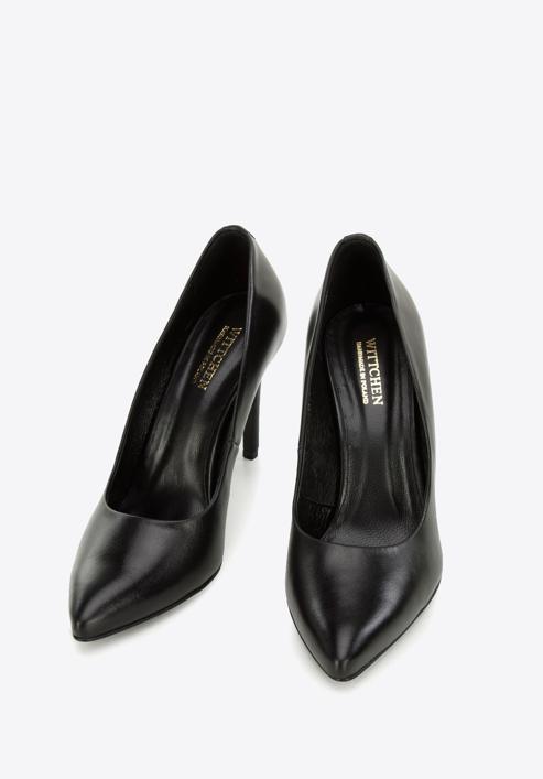 Pantofi cu tocuri clasice din piele, negru, BD-B-801-P-36, Fotografie 3