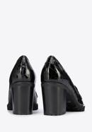 Pantofi damă cu toc lat din piele lăcuite pe platformă, negru, 95-D-100-4-37, Fotografie 4