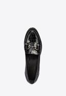 Pantofi damă cu toc lat din piele lăcuite pe platformă, negru, 95-D-100-4-37, Fotografie 5