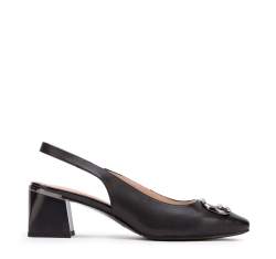 Pantofi damă din piele cu toc gros, negru, 94-D-506-1-37, Fotografie 1
