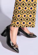 Pantofi damă clasici din piele cu lanț, negru, 96-D-502-3-40, Fotografie 15