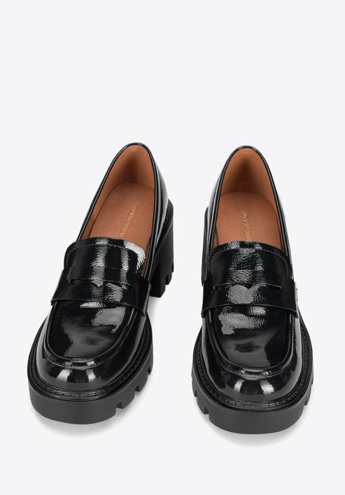 Pantofi damă lacuiți pe platformă cu bandă de rulare, negru, 95-D-519-3-40, Fotografie 2