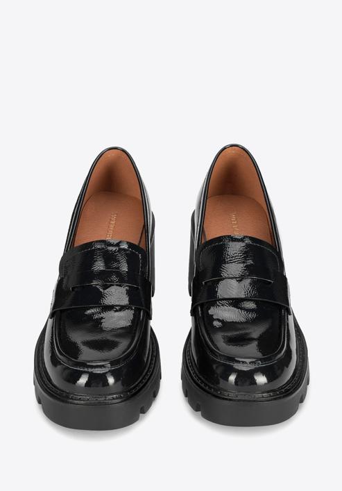 Pantofi damă lacuiți pe platformă cu bandă de rulare, negru, 95-D-519-3-40, Fotografie 3