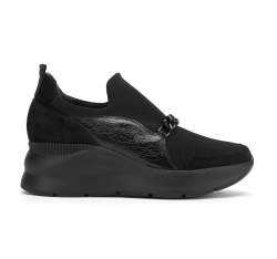 Pantofi de damă cu piele întoarsă și lanț, negru, 93-D-653-1-39, Fotografie 1