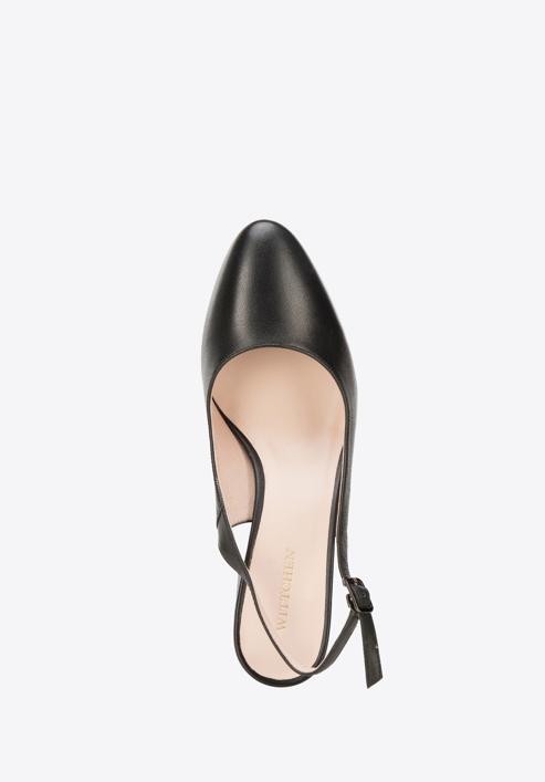 Pantofi de damă clasici din piele cu toc lat, negru, 94-D-956-P-39, Fotografie 4