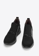 Pantofi de damă cu piele întoarsă și lanț, negru, 93-D-653-1-40, Fotografie 2