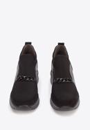 Pantofi de damă cu piele întoarsă și lanț, negru, 93-D-653-1-40, Fotografie 3