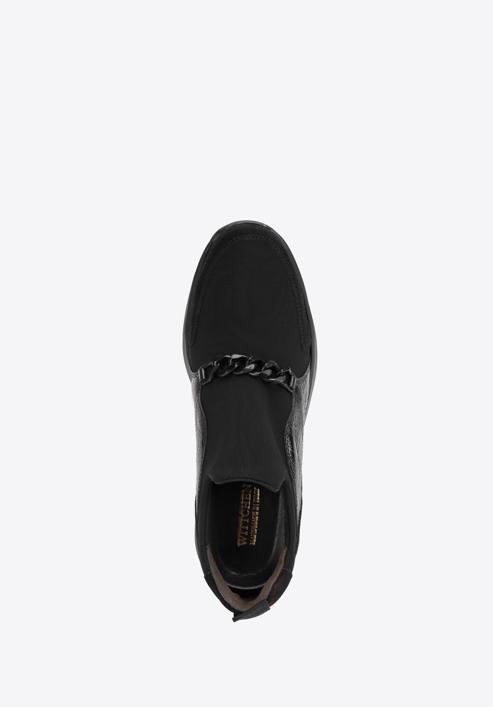 Pantofi de damă cu piele întoarsă și lanț, negru, 93-D-653-1-40, Fotografie 4