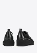 Pantofi de damă cu platformă din piele croco, negru, 95-D-522-N-35, Fotografie 4