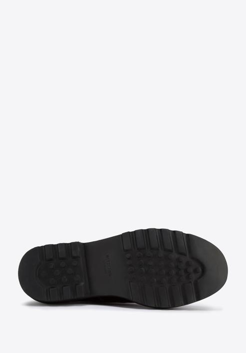 Pantofi de damă cu platformă din piele croco, negru, 95-D-522-3-35, Fotografie 6