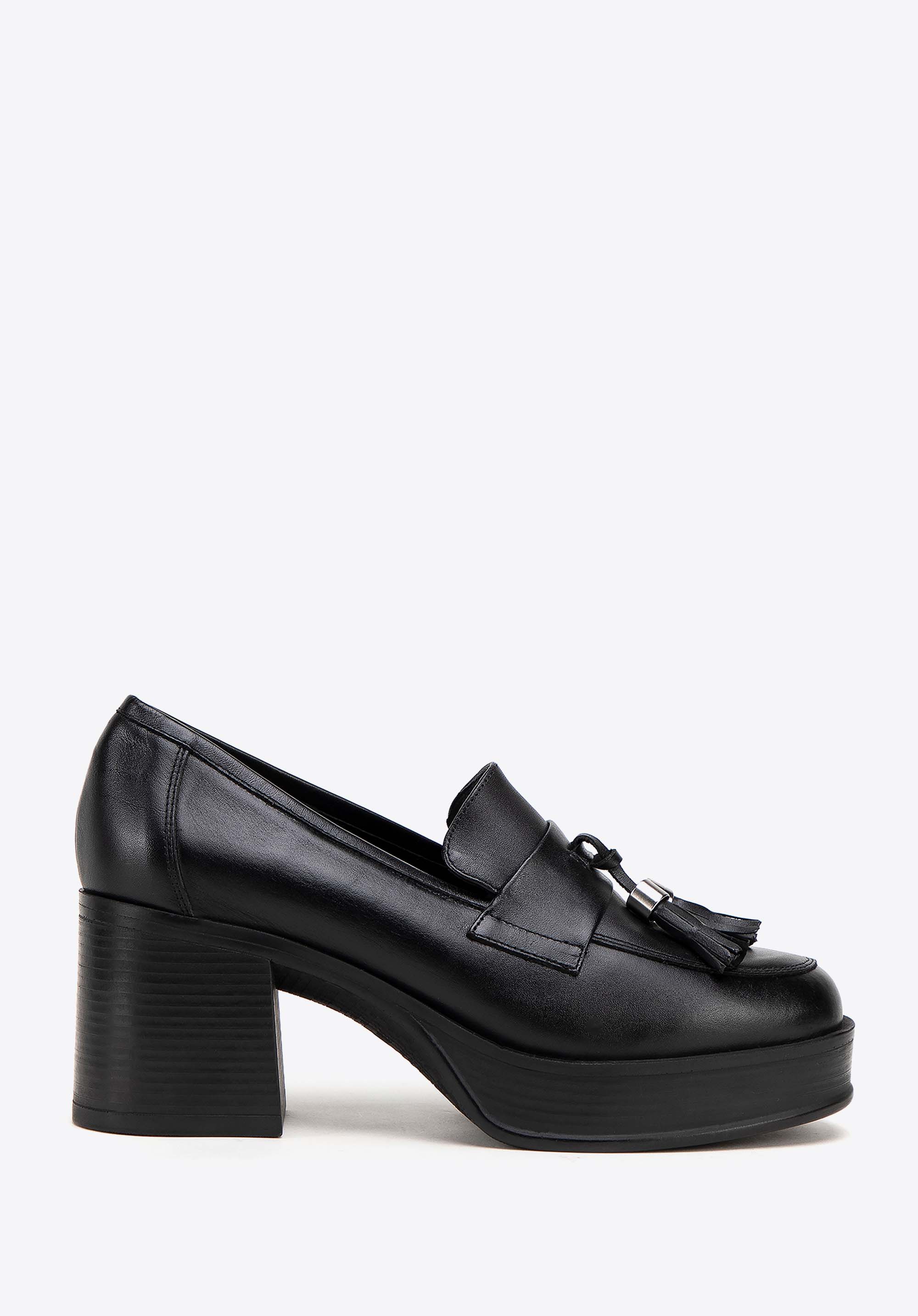 Pantofi de damă din piele cu toc stiletto, negru, 99-D-305-1-39, Fotografie 1