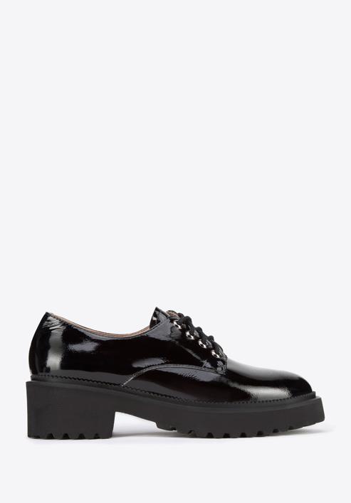 Pantofi de damă din piele lăcuită cu șiret, negru, 95-D-521-3-41, Fotografie 1