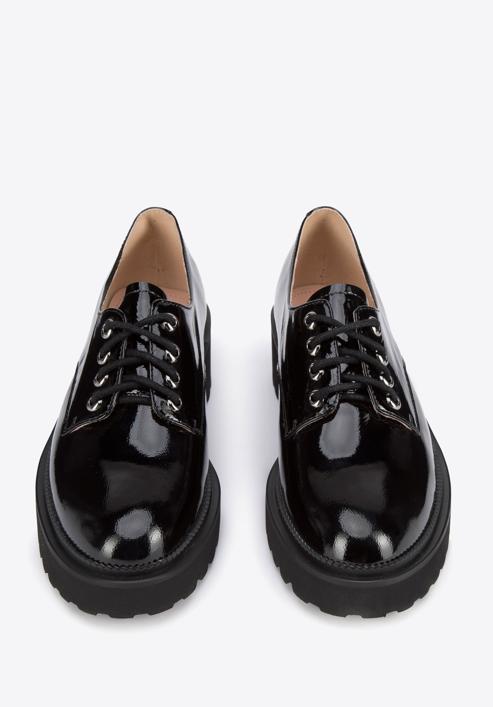 Pantofi de damă din piele lăcuită cu șiret, negru, 95-D-521-3-41, Fotografie 3