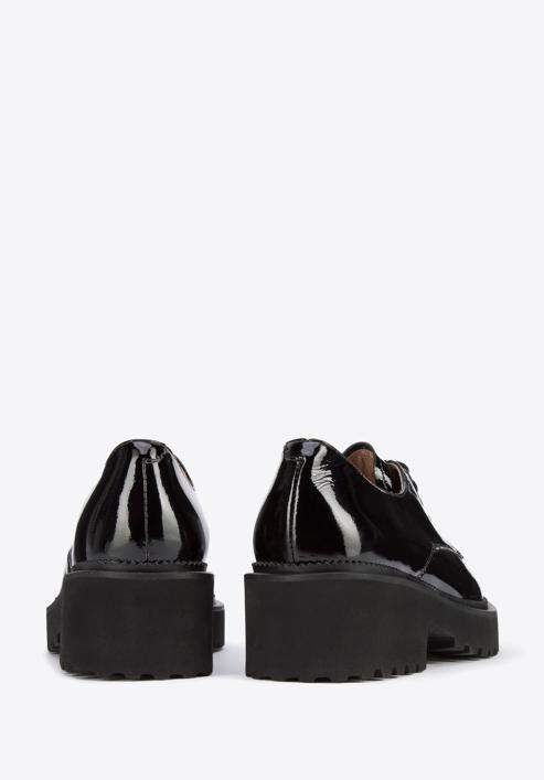 Pantofi de damă din piele lăcuită cu șiret, negru, 95-D-521-3-41, Fotografie 4