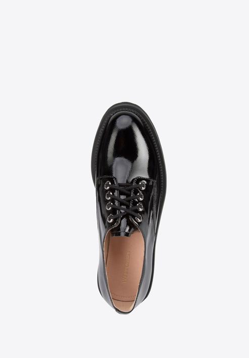 Pantofi de damă din piele lăcuită cu șiret, negru, 95-D-521-3-41, Fotografie 5