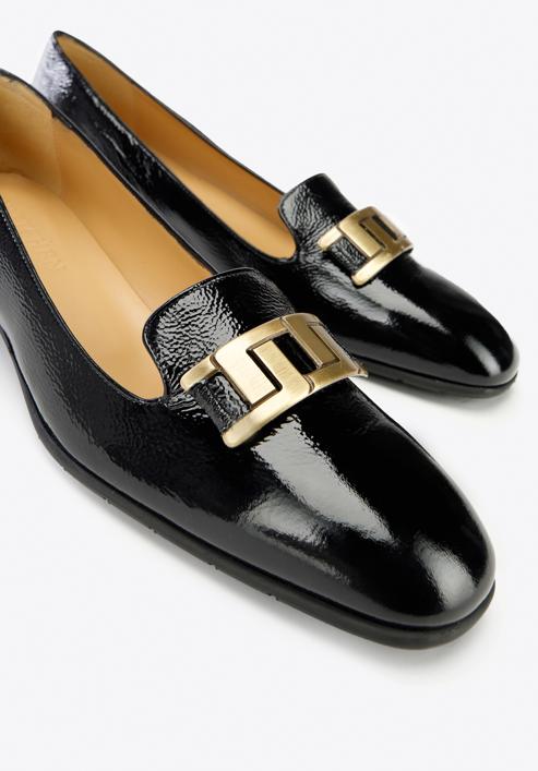 Pantofi de femei din patent cu decor geometric, negru, 97-D-110-1-35, Fotografie 9