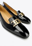 Pantofi de femei din patent cu decor geometric, negru, 97-D-110-1-36, Fotografie 9
