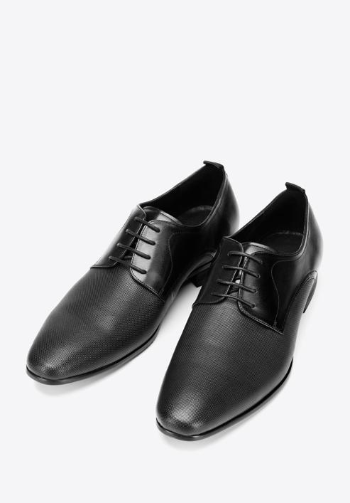 Pantofi de piele pentru bărbați din piele gofrată, negru, 92-M-508-1-40, Fotografie 2