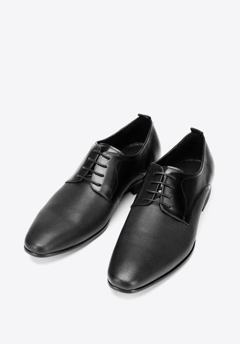 Pantofi de piele pentru bărbați din piele gofrată, negru, 92-M-508-1-40, Fotografie 5