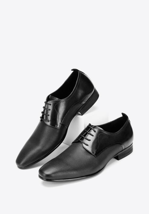 Pantofi de piele pentru bărbați din piele gofrată, negru, 92-M-508-1-44, Fotografie 7