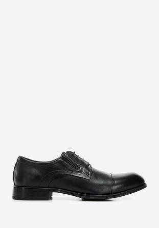Pantofi derby de bărbați din piele cu elastice cusute, negru, 96-M-507-1-44, Fotografie 1