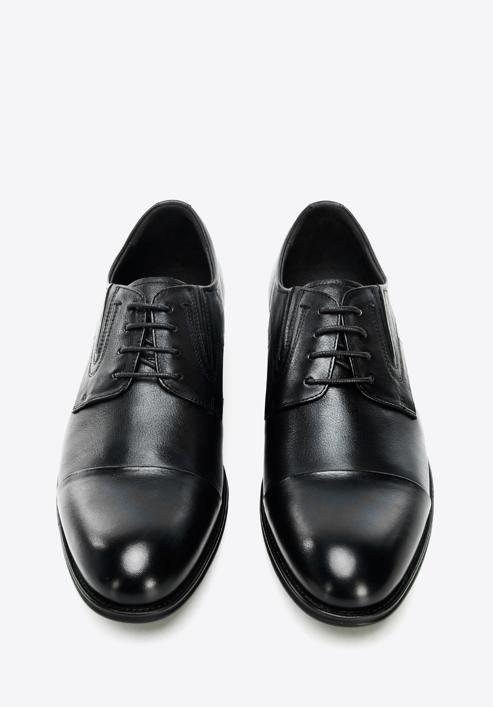 Pantofi derby de bărbați din piele cu elastice cusute, negru, 96-M-507-N-45, Fotografie 2