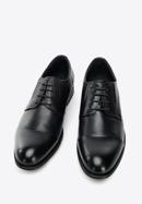 Pantofi derby de bărbați din piele cu elastice cusute, negru, 96-M-507-N-41, Fotografie 3