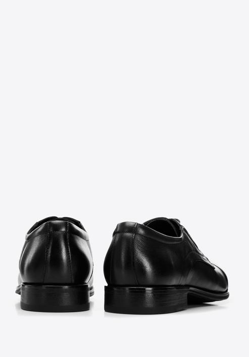 Pantofi derby de bărbați din piele cu elastice cusute, negru, 96-M-507-N-44, Fotografie 4