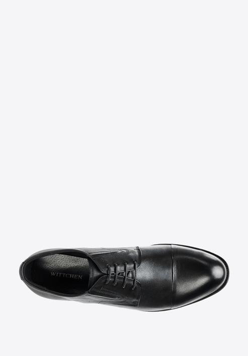 Pantofi derby de bărbați din piele cu elastice cusute, negru, 96-M-507-4-39, Fotografie 5