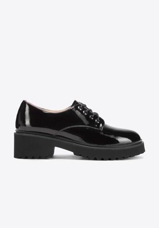 Pantofi derby de damă din piele lăcuită, clasici, negru, 93-D-950-1-36, Fotografie 1