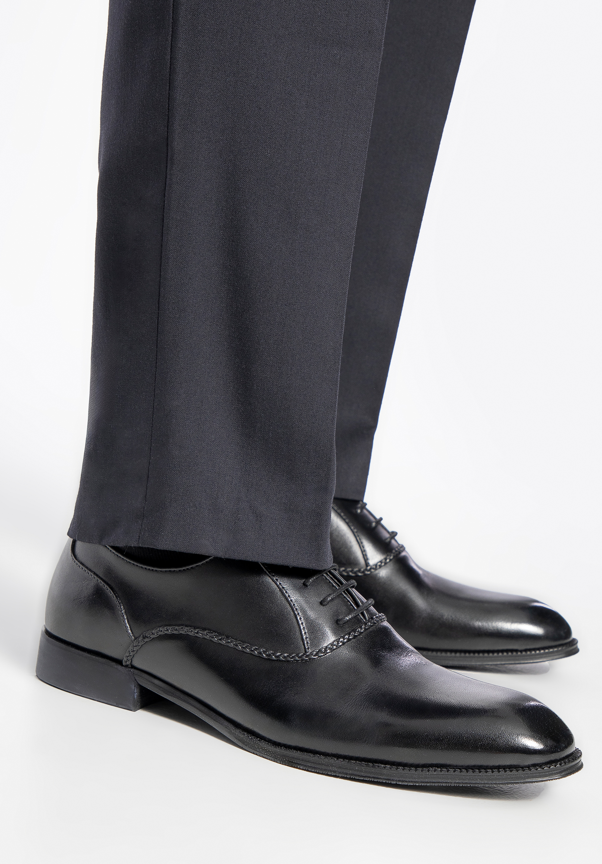 Pantofi din piele cu toc plat, negru, 100-M-708-1-42, Fotografie 1