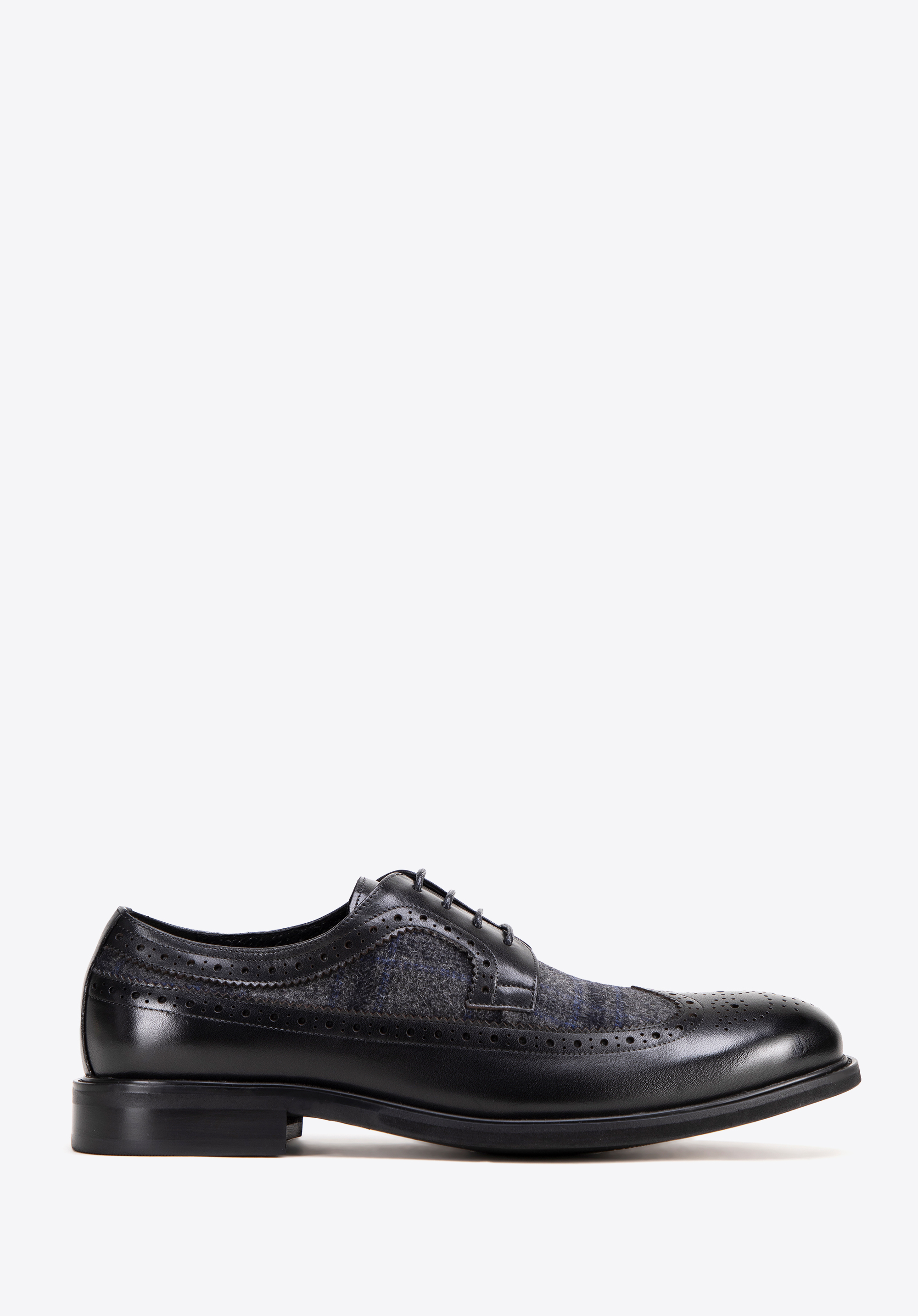 Derby pentru bărbați cu inserții herringbone, negru, 99-M-520-1-42, Fotografie 1