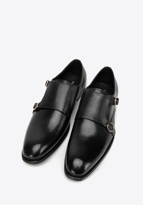 Pantofi  din piele cu curea dublă, negru, 98-M-712-1-41, Fotografie 2
